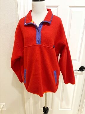 PACER Vintage Red Quarter Zip Fleece with Blue Trim M/L